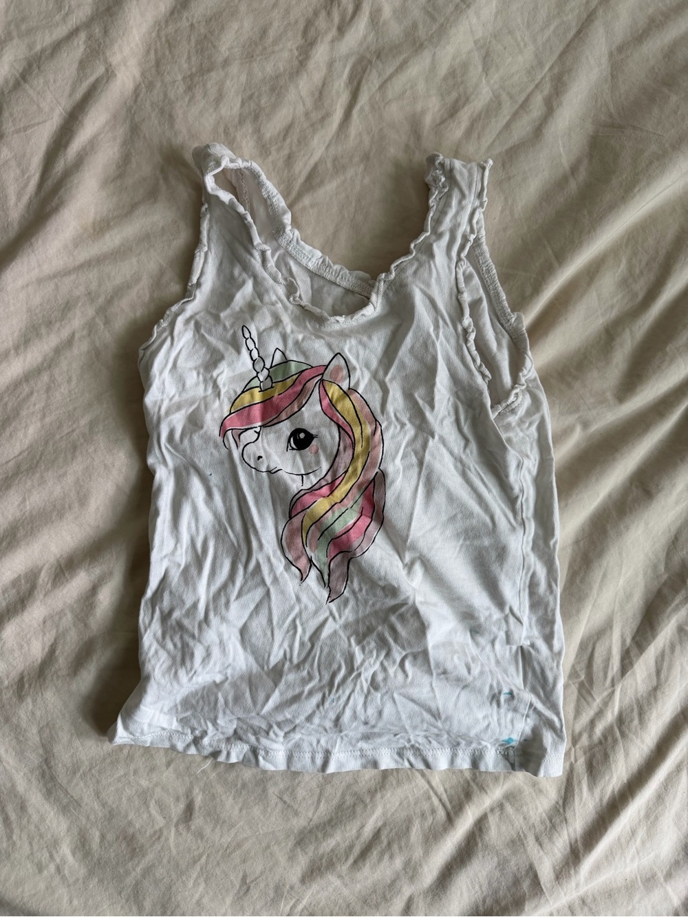 H&M White Tank Top with Pastel Unicorn Graphic